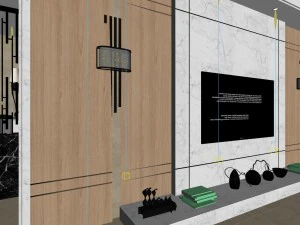 panoramic neo-classical style living room dining room 02 3D Model