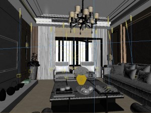 panoramic neo-classical style living room dining room 02 3D Model