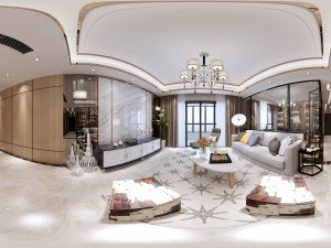 panoramic neo-classical style living room dining room 03 3D-Modell