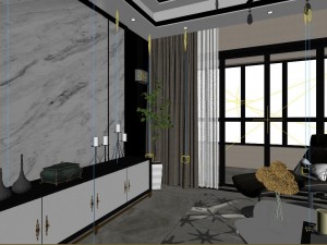 panoramic neo-classical style living room dining room 03 3D Model