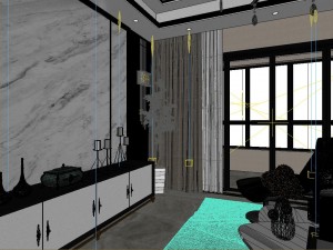 panoramic neo-classical style living room dining room 03 3D Model