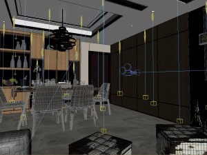 panoramic neo-classical style living room dining room 03 3D Model