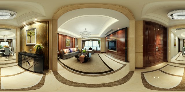 panoramic neo-classical style living room dining room 05 Modelo 3D .c4d .max .obj .3ds .fbx .stl .blend 