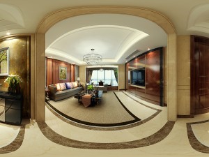 panoramic neo-classical style living room dining room 05 3D Model
