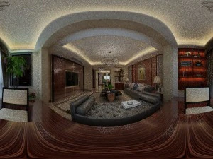 panoramic neo-classical style living room dining room 05 3D Model