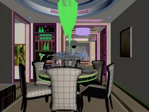 panoramic neo-classical style living room dining room 05 Modelo 3D