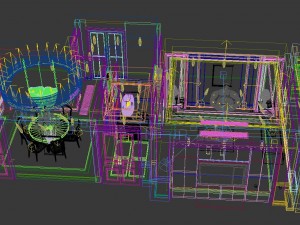 panoramic neo-classical style living room dining room 05 Modelo 3D