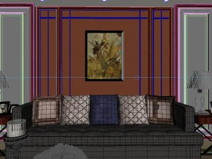 panoramic neo-classical style living room dining room 05 3D Model