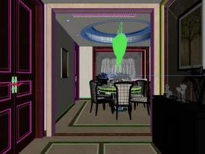 panoramic neo-classical style living room dining room 05 3D Model