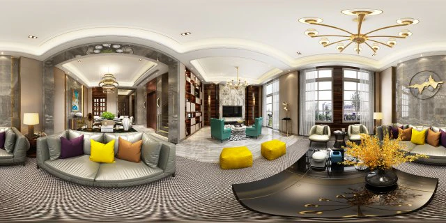 panoramic neo-classical style living room dining room 06 3D Model .c4d .max .obj .3ds .fbx .stl .blend