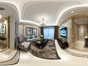 panoramic neo-classical style living room dining room 07 3D Model