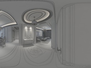 panoramic neo-classical style living room dining room 07 Model 3D