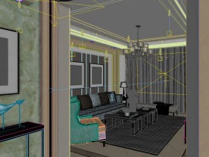panoramic neo-classical style living room dining room 07 3D Model