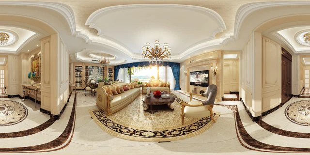 panoramic neo-classical style living room dining room 08 3D Model .c4d .max .obj .3ds .fbx .stl .blend 