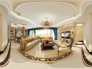 panoramic neo-classical style living room dining room 08 3D Model