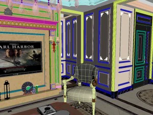 panoramic neo-classical style living room dining room 08 3D Model