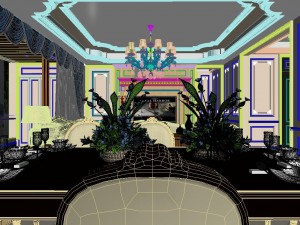 panoramic neo-classical style living room dining room 08 3D Модель