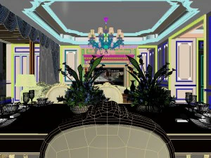 panoramic neo-classical style living room dining room 08 3D Model
