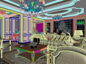 panoramic neo-classical style living room dining room 08 3D Модель