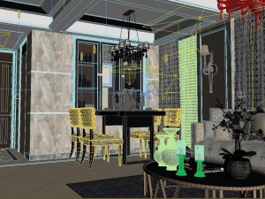 panoramic neo-classical style living room dining room 09 3D 模型