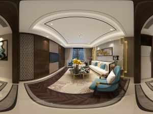 panoramic neo-classical style living room dining room 10 3D Model