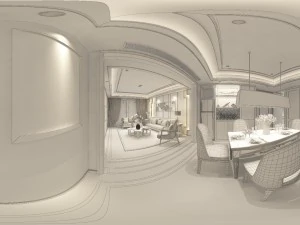 salon panoramique style n&eacute;oclassique salle &agrave; manger 10 Modèle 3D