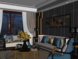 panoramic neo-classical style living room dining room 10 3D Model