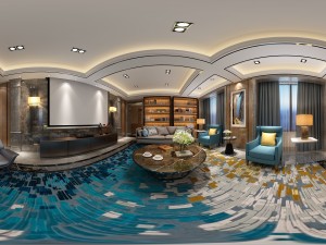 panoramic neo-classical style living room dining room 12 Modèle 3D