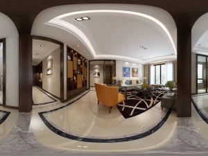 panoramic neo-classical style living room dining room 12 3D Model