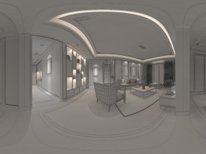 panoramic neo-classical style living room dining room 12 Model 3D