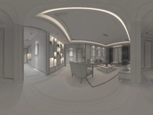 panoramic neo-classical style living room dining room 12 3D Model
