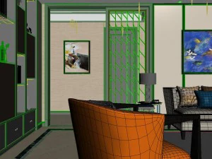 panoramic neo-classical style living room dining room 12 3D Model