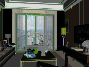 panoramic neo-classical style living room dining room 12 Model 3D