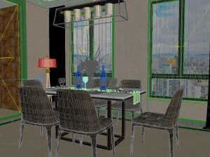 panoramic neo-classical style living room dining room 12 3D Model