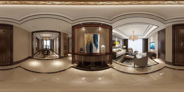 panoramic neo-classical style living room dining room 13 3D Model .c4d .max .obj .3ds .fbx .stl .blend 