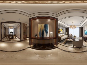panoramic neo-classical style living room dining room 13 3D मॉडल