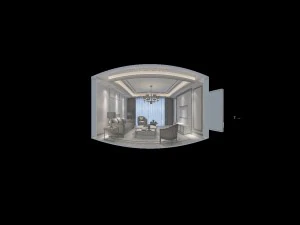 panoramic neo-classical style living room dining room 13 3D Model