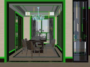 panoramic neo-classical style living room dining room 13 3D Model
