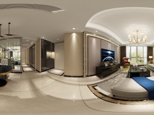 panoramic neo-classical style living room dining room 14 3D Model