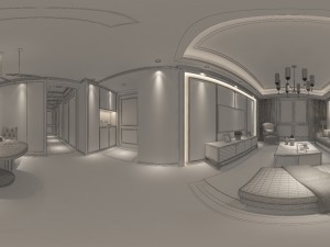 panoramic neo-classical style living room dining room 14 Modelo 3D