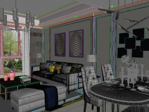 panoramic neo-classical style living room dining room 14 Modelo 3D