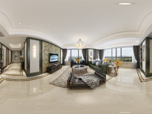 panoramic neo-classical style living room dining room 15 3D Model