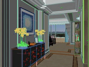 panoramic neo-classical style living room dining room 15 3D Model