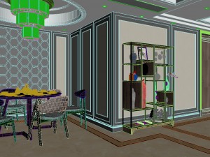 panoramic neo-classical style living room dining room 15 3D Model