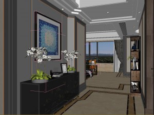 panoramic neo-classical style living room dining room 15 3D Model