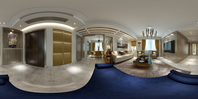 panoramic neo-classical style living room dining room 16 3D 모델 .c4d .max .obj .3ds .fbx .stl .blend 