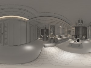 panoramic neo-classical style living room dining room 16 3D 모델
