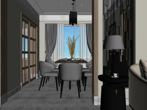 panoramic neo-classical style living room dining room 16 3D 모델
