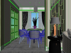 panoramic neo-classical style living room dining room 16 3D 모델