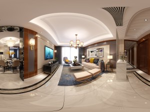 panoramic neo-classical style living room dining room 17 3D-Modell